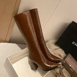 Women’s Pointed Toe High Boots – Elegant Party High Heel Side Zipper Long Booties