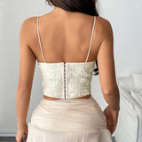 The "St. Tropez" 3D Floral Jacquard Corset | French Hot Girl Vacation Tank