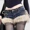 Gyaru Y2K Low-Rise Denim Shorts | Butterfly Rivets & Hollow Lace-Up Jean Shorts