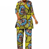 Das "Kente Luxe" Co-ord: Afrikanisch bedrucktes, lebhaftes V-Neck-Hemd & maßgeschneiderte Hose im Set