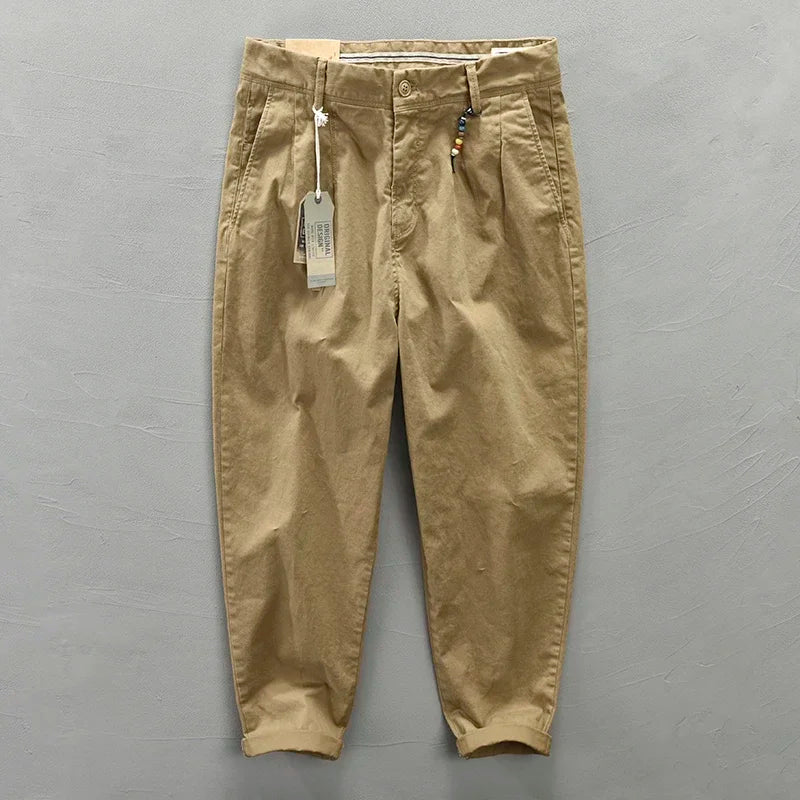 Herren Cargohose aus reiner Baumwolle im koreanischen Stil, locker geschnitten