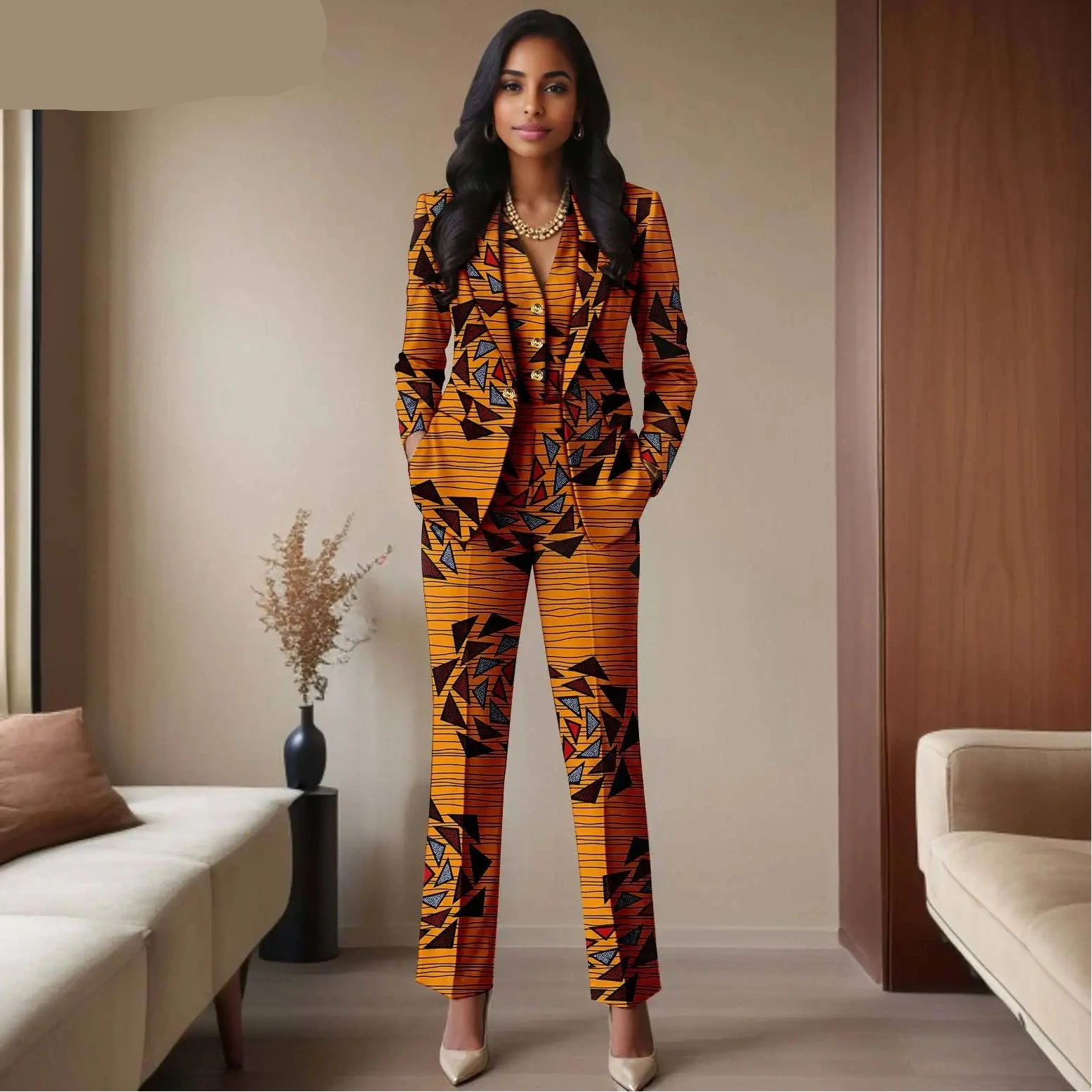 Das „Legacy“ Executive Set: Lebhafter 3-teiliger Anzug aus Ankara | Einreihiger Blazer, passende Weste & hoch geschnittene Hose