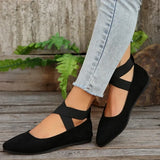 Women's Ballet Flats with Elastic Ankle Strap – Elegant Ballerina Shoes for Ladies