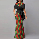 Afrikanisches hochtailliertes Ankara-Partykleid schulterfreies Maxikleid für Damen