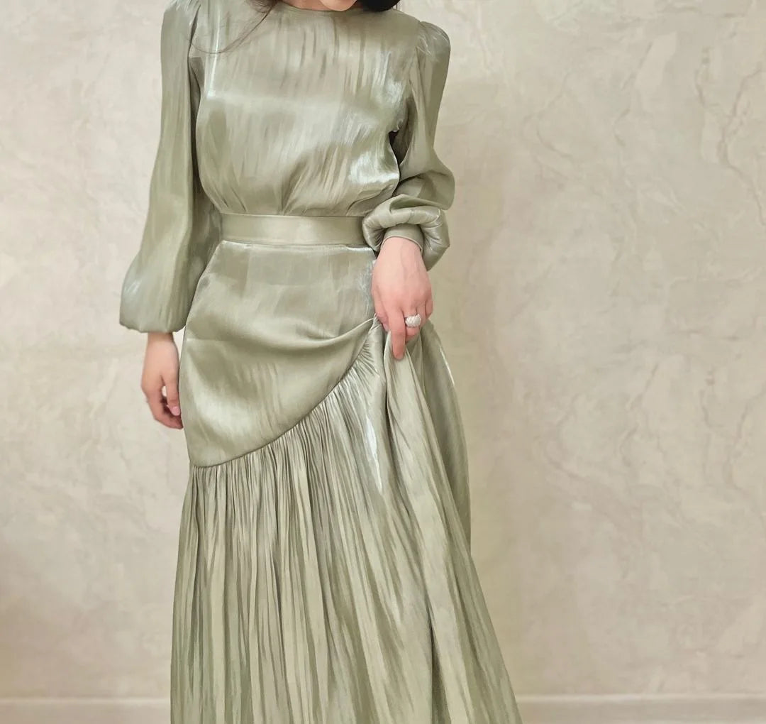 Seidige muslimische Party-Abaya für Damen | Eleganter Marokkanischer Kaftan und langes Dubai-Kleid