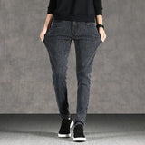 Herren hochelastische schmale Jeans – vertikal gestreifte Denim-Hose