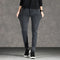 Men's High Elastic Slim Straight Jeans – Vertical Striped Denim Pants