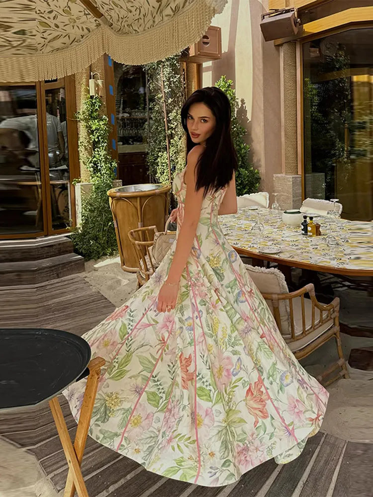 Women’s Printed Halter Neck Maxi Dress