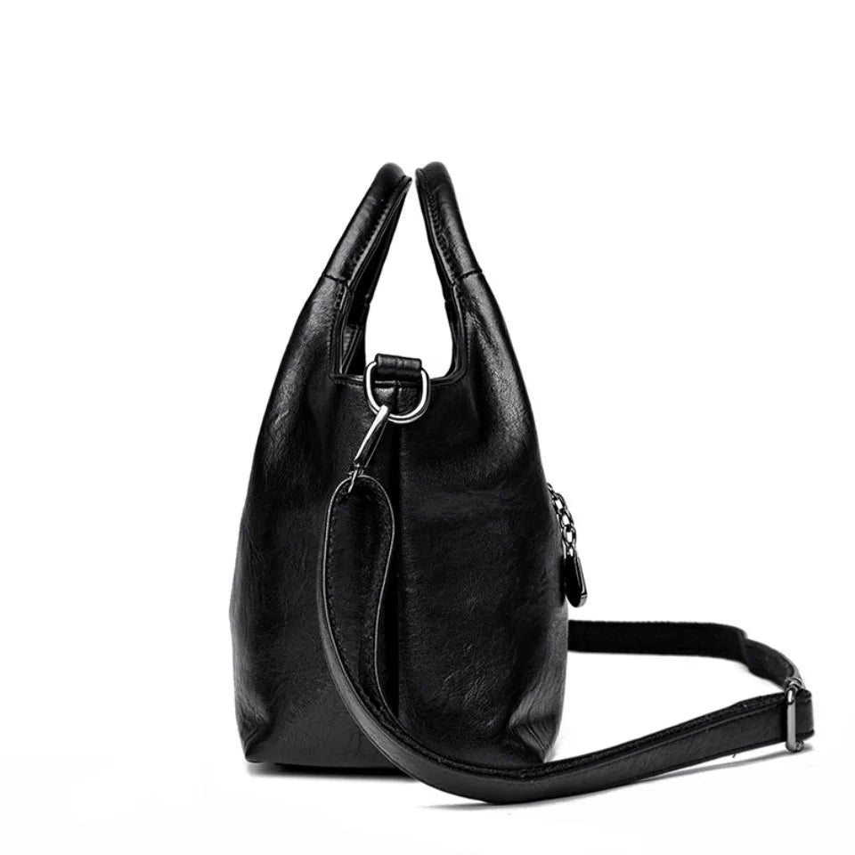 Premium-Handtasche aus weichem PU-Leder | Umhängetasche für Damen mittleren Alters