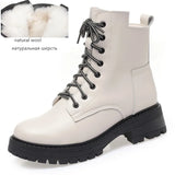 Damen-Schneestiefel aus echtem Leder – warm gefütterte Winterstiefel aus echter Wolle