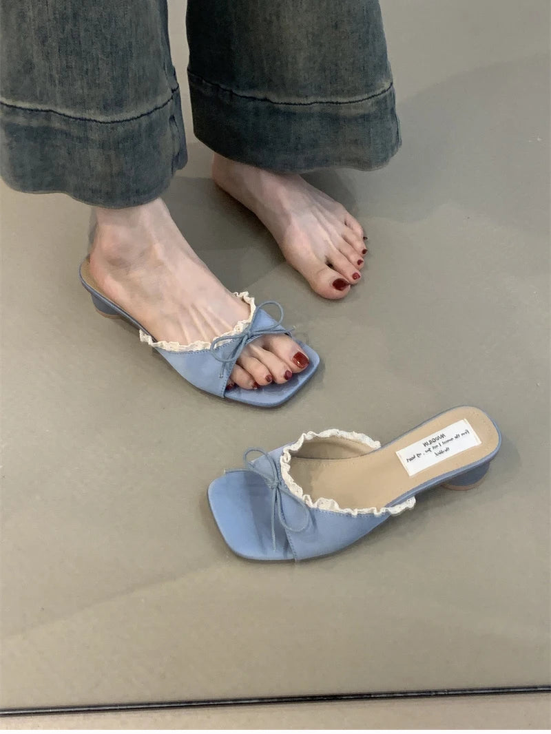 Women's Designer Butterfly-Knot Lace Slippers