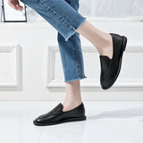 Women’s Genuine Leather Loafers – Soft Flat Slip-On Shoes, Round Toe Casual Walking Flats