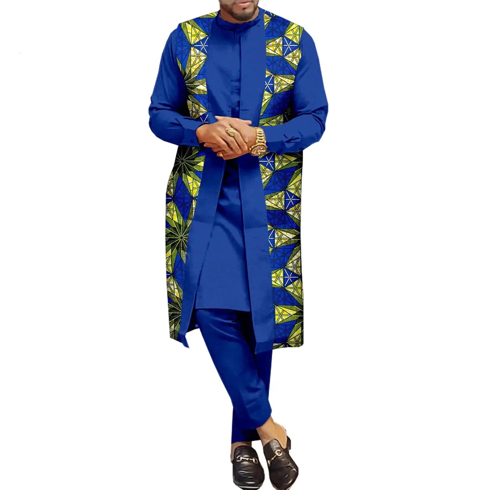 The "Legacy" Sovereign Suit: Bold 3-Piece African Print Set | Tailored Dashiki Coat, Inner Shirt & Trousers