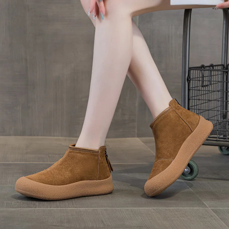 Women’s Genuine Leather Snow Boots – Thickened Warm Winter Boots