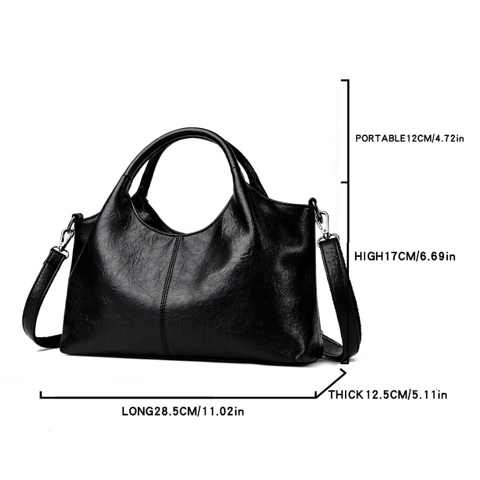 Premium-Handtasche aus weichem PU-Leder | Umhängetasche für Damen mittleren Alters