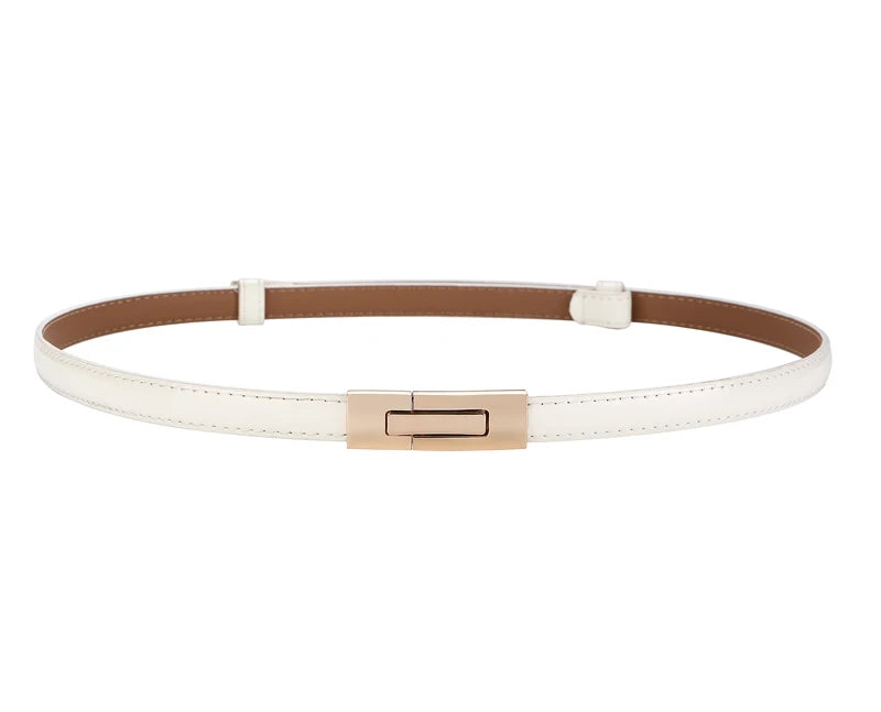 Der „Perfect Fit“ Skinny Gürtel: Verstellbarer Ledergürtel für Damen – Elegante goldene Schnalle