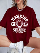 The Hawkins 1983 Essential Tee: Oversized Vintage Print Cotton T-Shirt