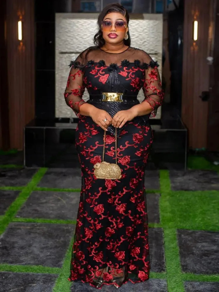 Luxury Sequin Dashiki Maxi Dress – Women’s African Evening Gown