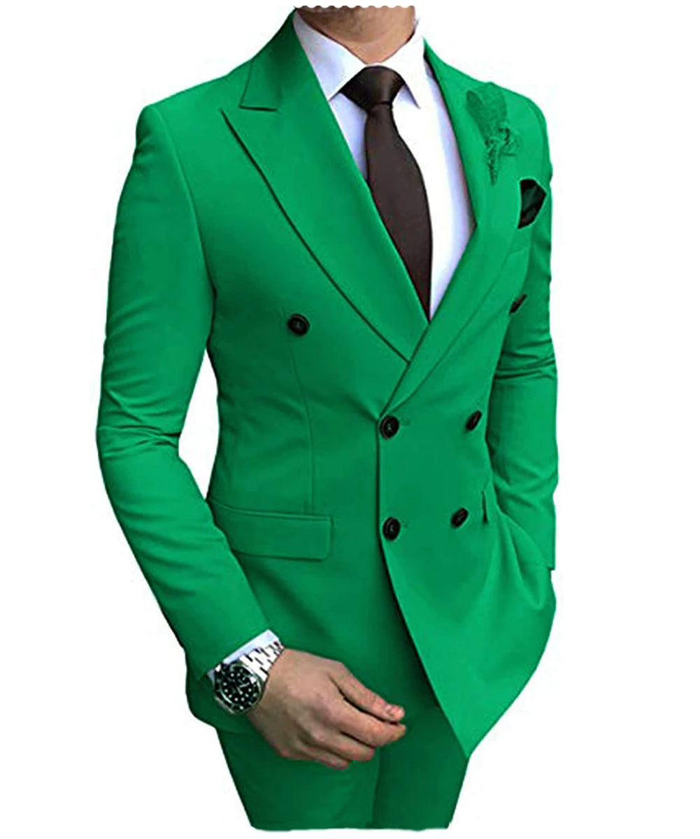 Herren Zweiteiliger Zweireiher-Anzug – Slim Fit Sakko mit fallendem Revers, legerer Smoking