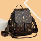 Luxury High-Quality Leather Women's Backpack | Designer Fashion Printing Bag