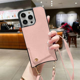 Crossbody Wallet Case for iPhone 17 Air 16 15 14 13 Pro Max | Leather Card Holder