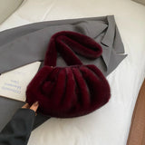 Women’s Soft Faux Fur Cloud Bag – Wrinkled Small Shoulder Bag
