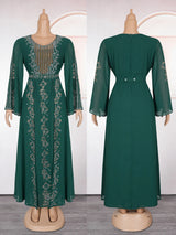 The "Desert Rose" Chiffon Gown – Signature Dubai-Turkey Kaftan Abaya – Elegant Long Sleeve Maxi Robe