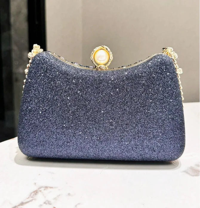 Die Vintage-Glimmer Abendtasche Feine Strass-Inlay Clutch