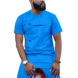 African Short Sleeve Dashiki Shirt and Pants Outfit Men’s 2-Piece Ankara Set