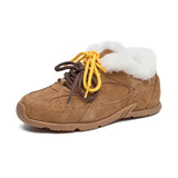 Women’s Genuine Leather German Training Shoes – Winter Velvet Fur Lined Sneakers