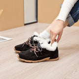 Women’s Genuine Leather German Training Shoes – Winter Velvet Fur Lined Sneakers