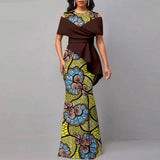 Afrikanisches hochtailliertes Ankara-Partykleid schulterfreies Maxikleid für Damen