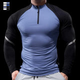 Men’s Half-Zip Performance Polo | Long-Sleeve Quick-Drying Fitness Tights Shirt