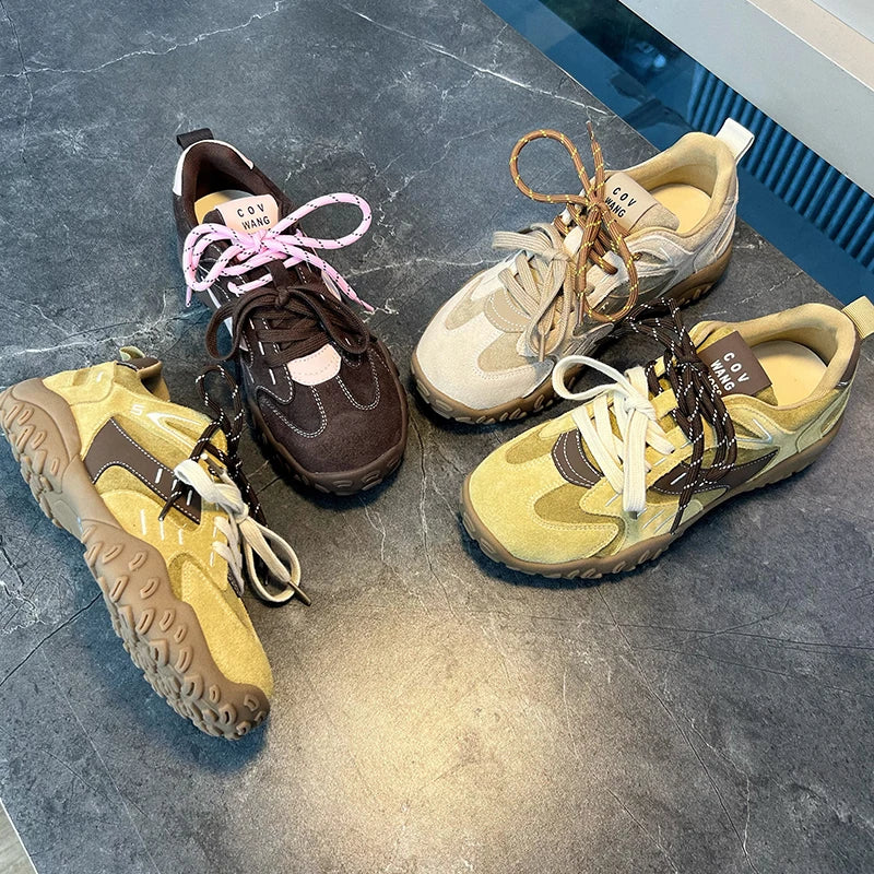 Damen-Trainingsschuhe – Retro-Sneaker mit flacher Sohle