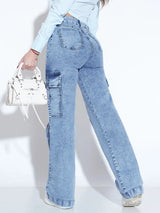 Women’s Multi-Pocket Cargo Jeans Loose Fit Straight Leg Denim Pants