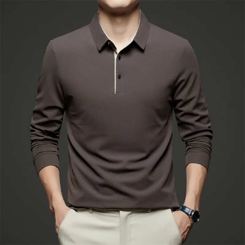 Herren Langarm-Poloshirt – Business Casual Uni-Oberteil