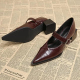 Designer Vintage Damen Mary Jane Schuhe – Modische spitze flache Pumps