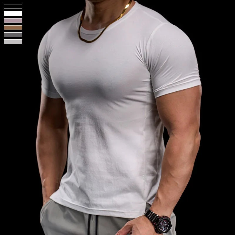 Herren hochelastisches Fitness-Trainings-T-Shirt | Atmungsaktives, eng anliegendes Sport-Laufshirt