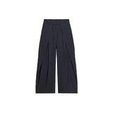 Damen lässige gestreifte weite Hose – High Waist plissierte gerade Hose