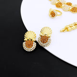 Neuestes italienisches Goldschmuck-Set für Damen – Luxuriöses afrikanisches Statement-Halskette und Ohrringe