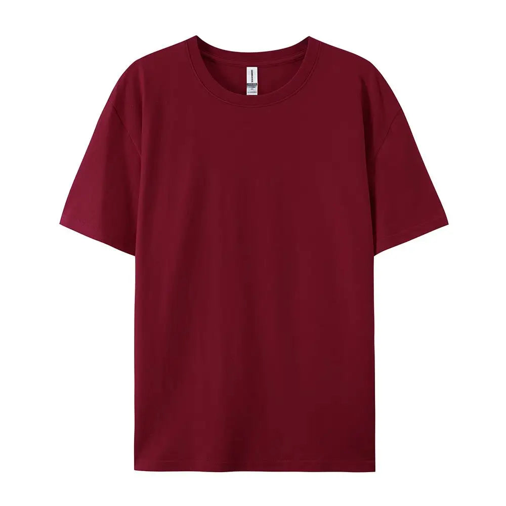 Damen Essential Solid T-Shirt: Relaxed Fit Premium-Baumwoll-Kurzarm-Oberteil