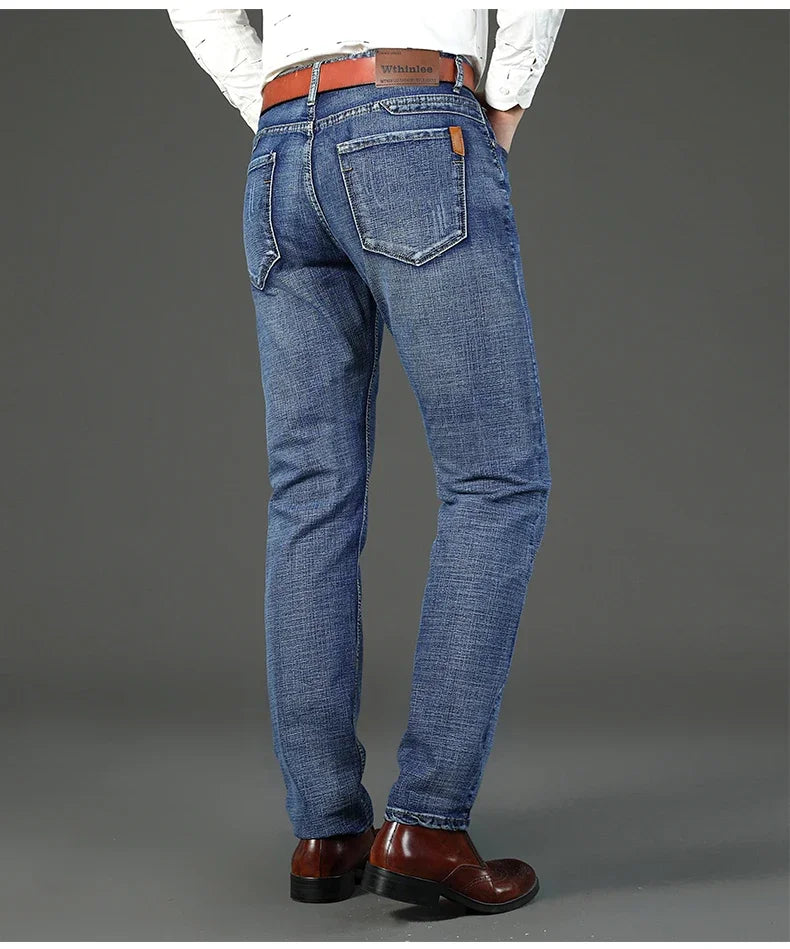 Herren klassische gerade Regular-Denim-Stretchjeans