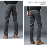 Herren Warme Winterjeans – Schmale, gerade geschnittene Jeans mit Fleecefutter