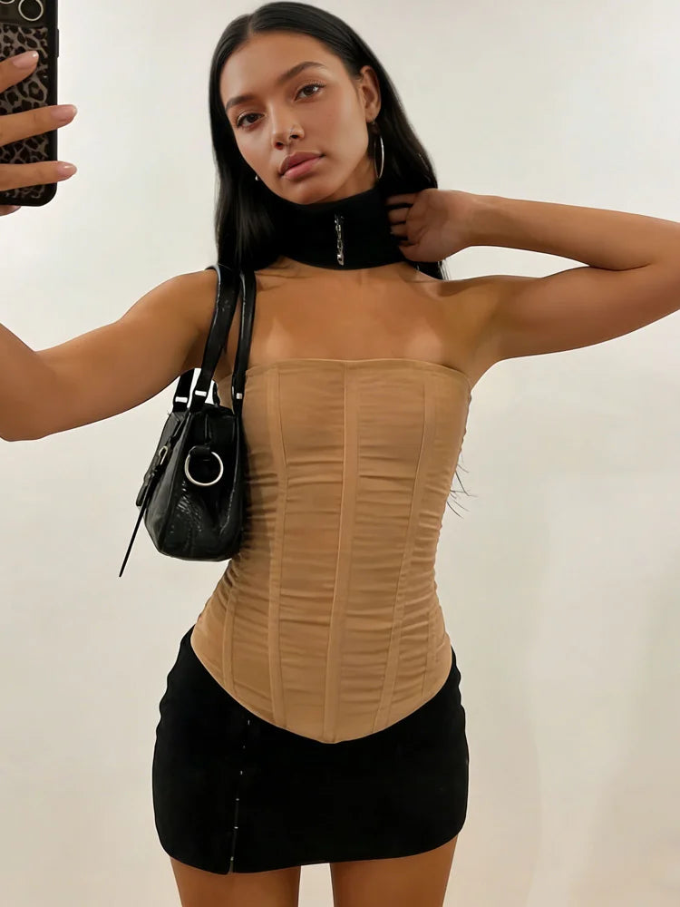 Sexy Mesh Backless Summer Vest – Women’s Elegant Luxury Patchwork Tank Top