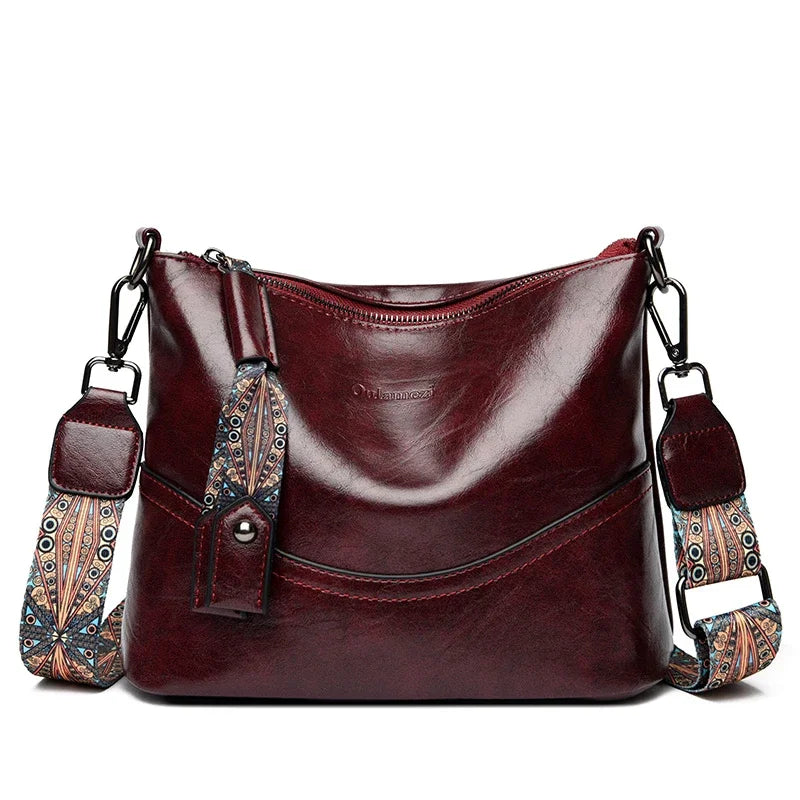 Vintage Oil Wax Leather Crossbody Bag | Large Capacity Hobo Shoulder Purse