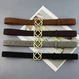 Damen-Wildleder-Rindledergürtel 2,8 cm – Vintage schmaler Gürtel mit Retro-Goldschnalle