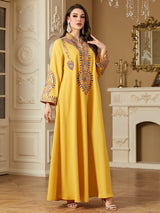 Luxuriöses muslimisches Stickerei-Kleid für Frauen | Elegante Party-Abaya und marokkanischer Kaftan