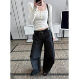 Damen Y2K Baggy Jeans | Vintage High-Waist Black Jeans