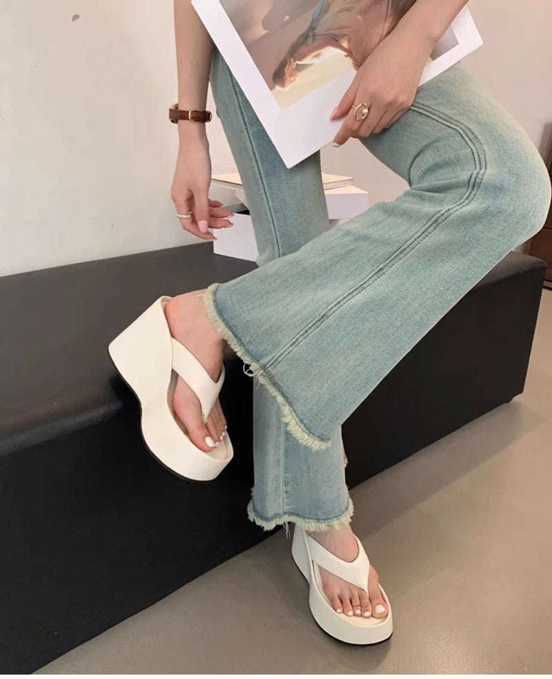 Designer Summer Chunky Slippers – Fashion Platform Wedge Sandals