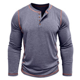 Men's Cotton Long Sleeve Henley Shirt – Casual Button Neck T-Shirt